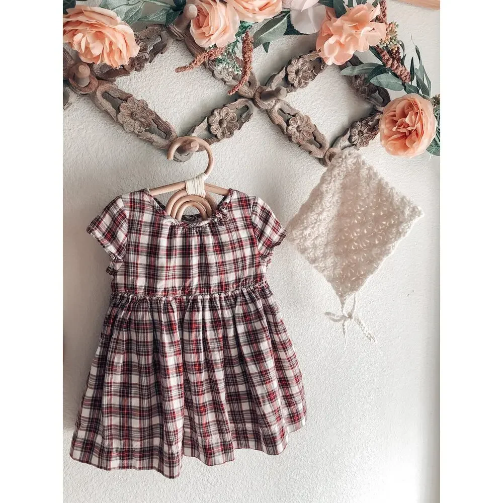 New Little Darling Baby Gap Holiday Plaid Full Swing Babydoll Dress 12-18mths